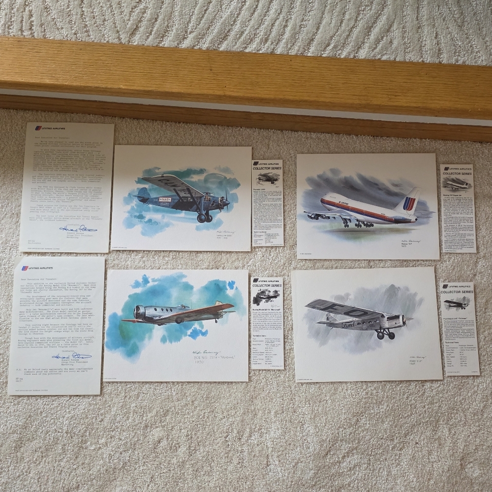 UNITED AIRLINES Lot Of 22 Vintage Aircraft Art Prints By Nixon Galloway - Picture 4 of 15